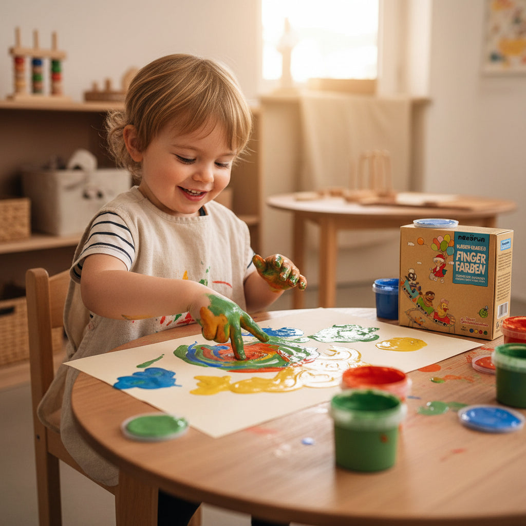 Platsch Quatsch – Ensemble de 4 peintures au doigt biologiques Sandman NEOGRÜN