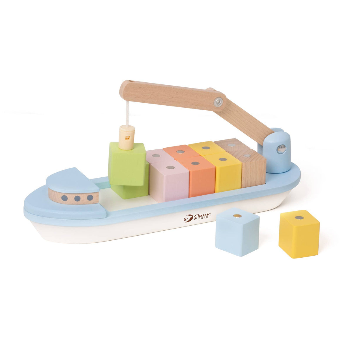 Bateau Cargo Magnétique en bois – Jeu éducatif dès 2 ans