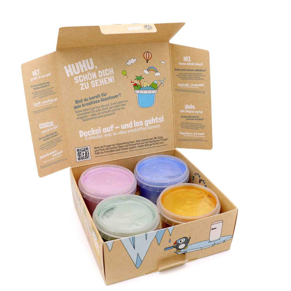 Set de 4 peintures au doigt cristallines « Mika » - Couleurs pailletées bio NEOGRÜN