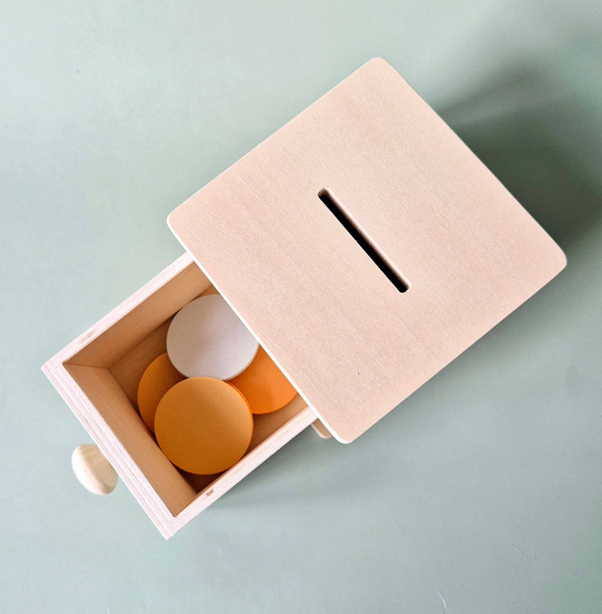 Boîte de Jeu Montessori en Bois avec Tiroir et Disques Colorés – Stimule le Développement Moteur Rammelaartje