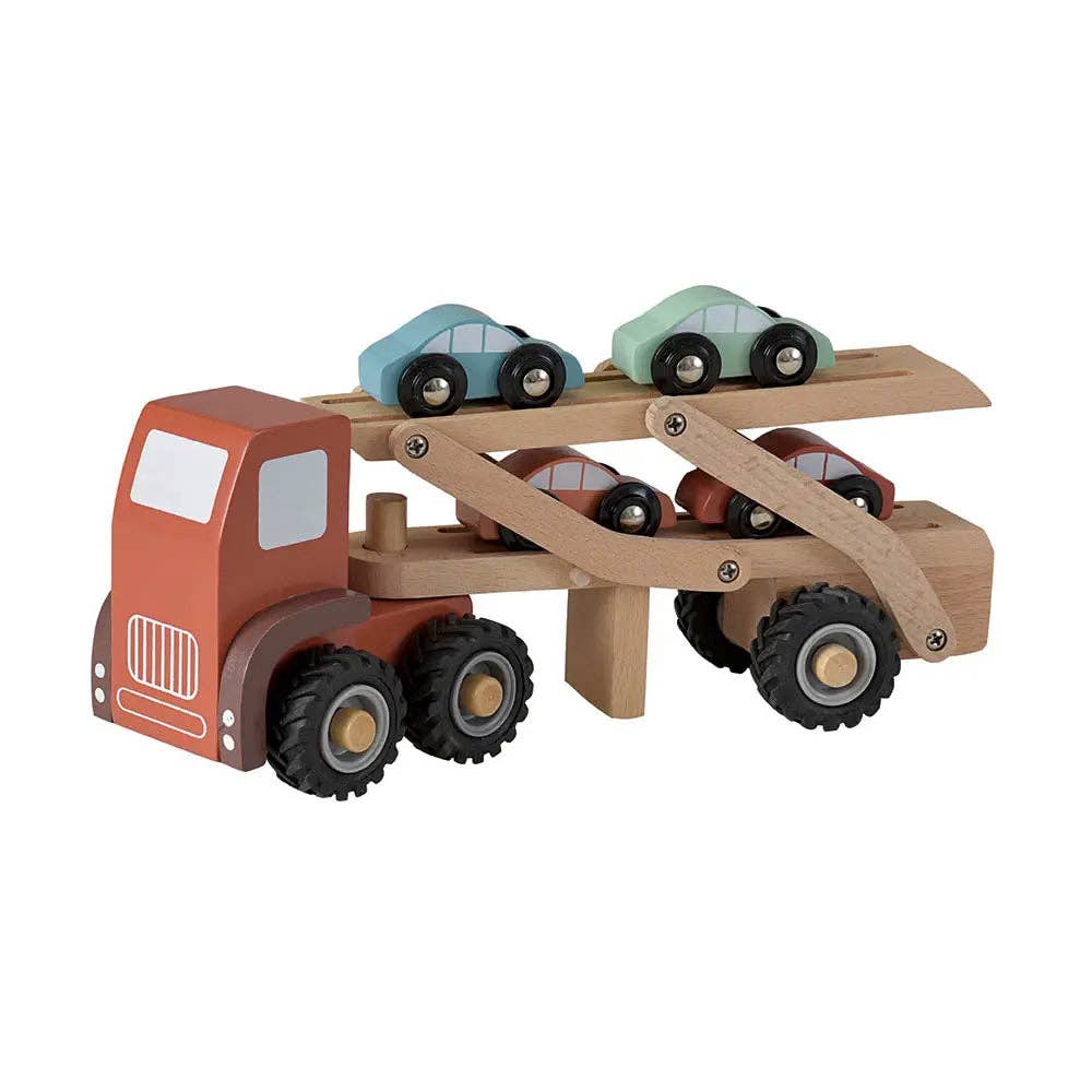 Camion transporteur de voitures en bois