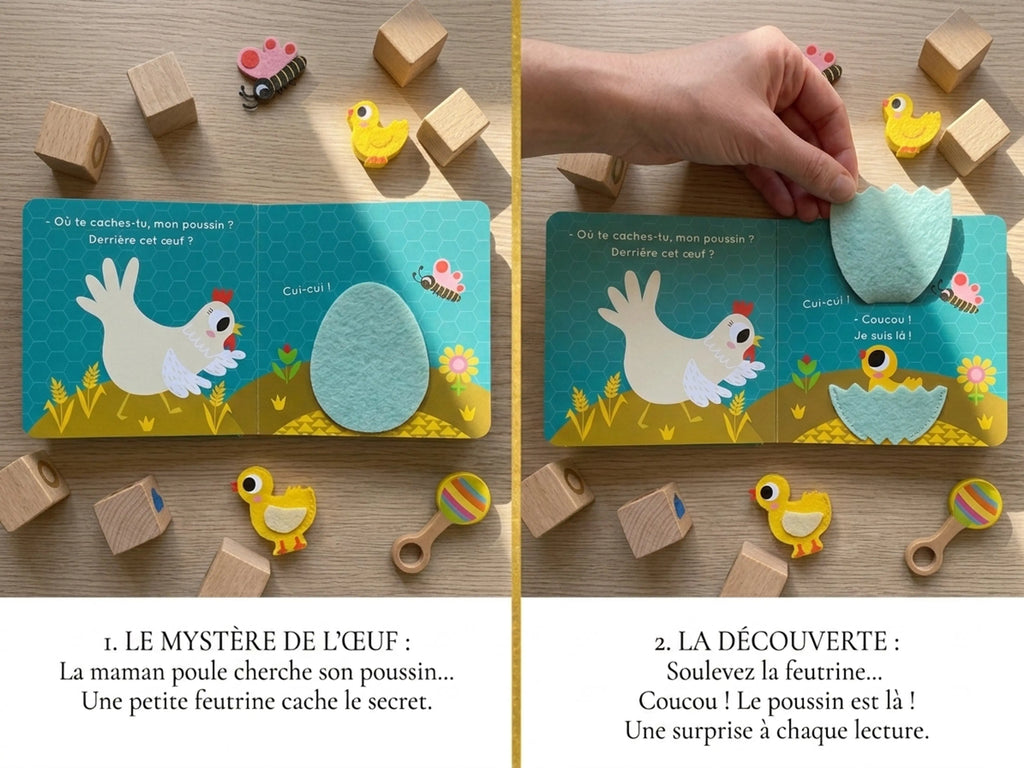 Où te caches-tu, mon poussin ? – Livre à toucher et à rabats