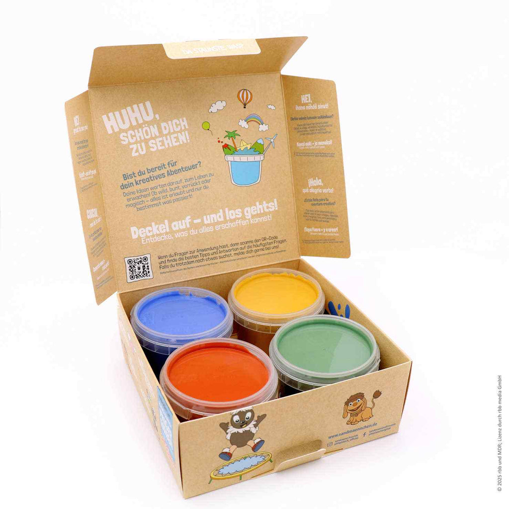 Platsch Quatsch – Ensemble de 4 peintures au doigt biologiques Sandman NEOGRÜN