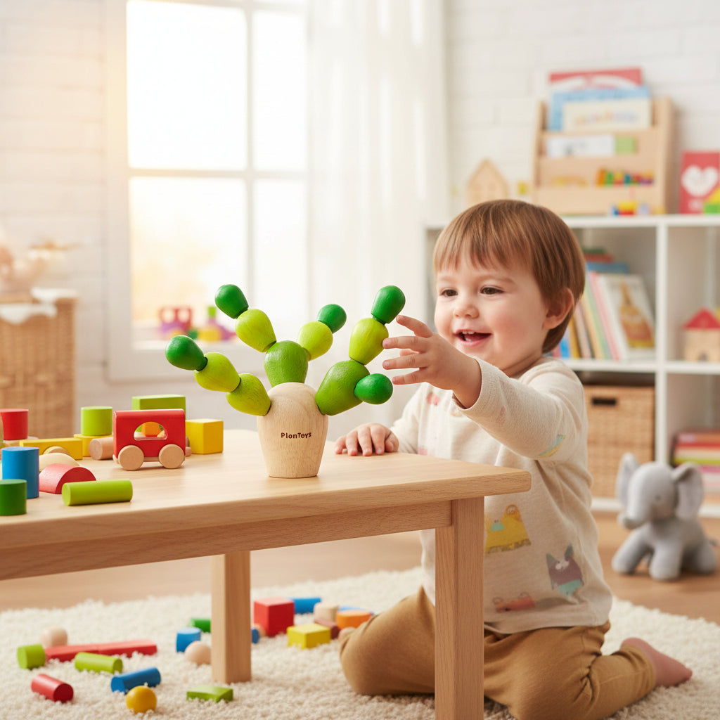 Cactus d'équilibre PlanMini en bois PlanToys – Jeu stratégique dès 3 ans