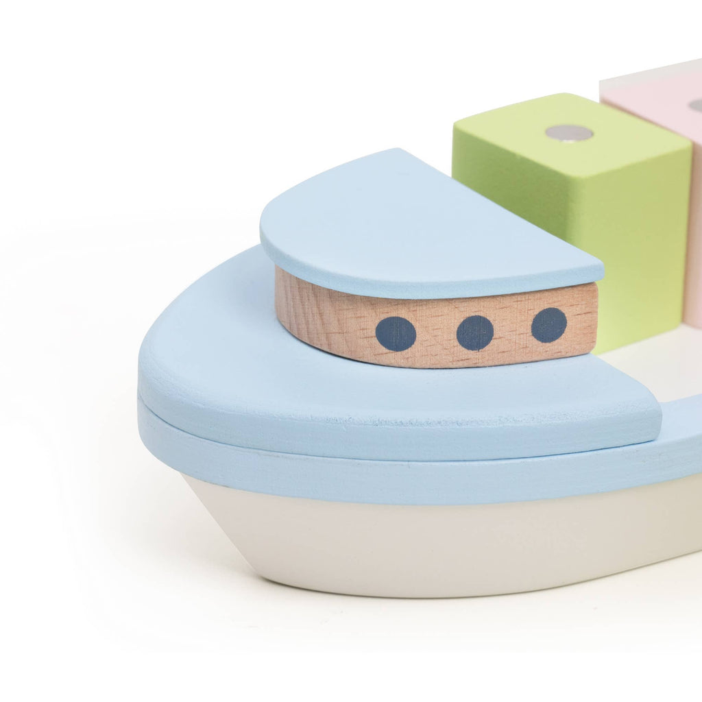 Bateau Cargo Magnétique en bois – Jeu éducatif dès 2 ans