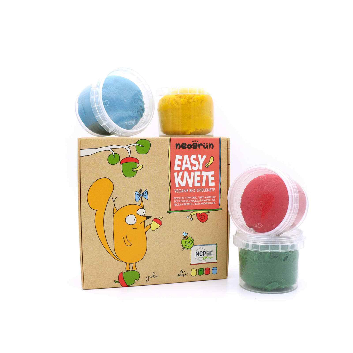 Set de pâte à modeler vegan facile biologique 4 pièces « Yuki » NEOGRÜN