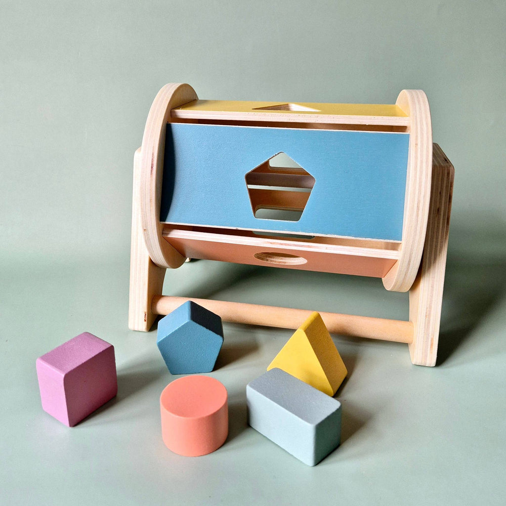 Jouet en bois rotatif Montessori pour tri des formes – Stimule le développement moteur Rammelaartje