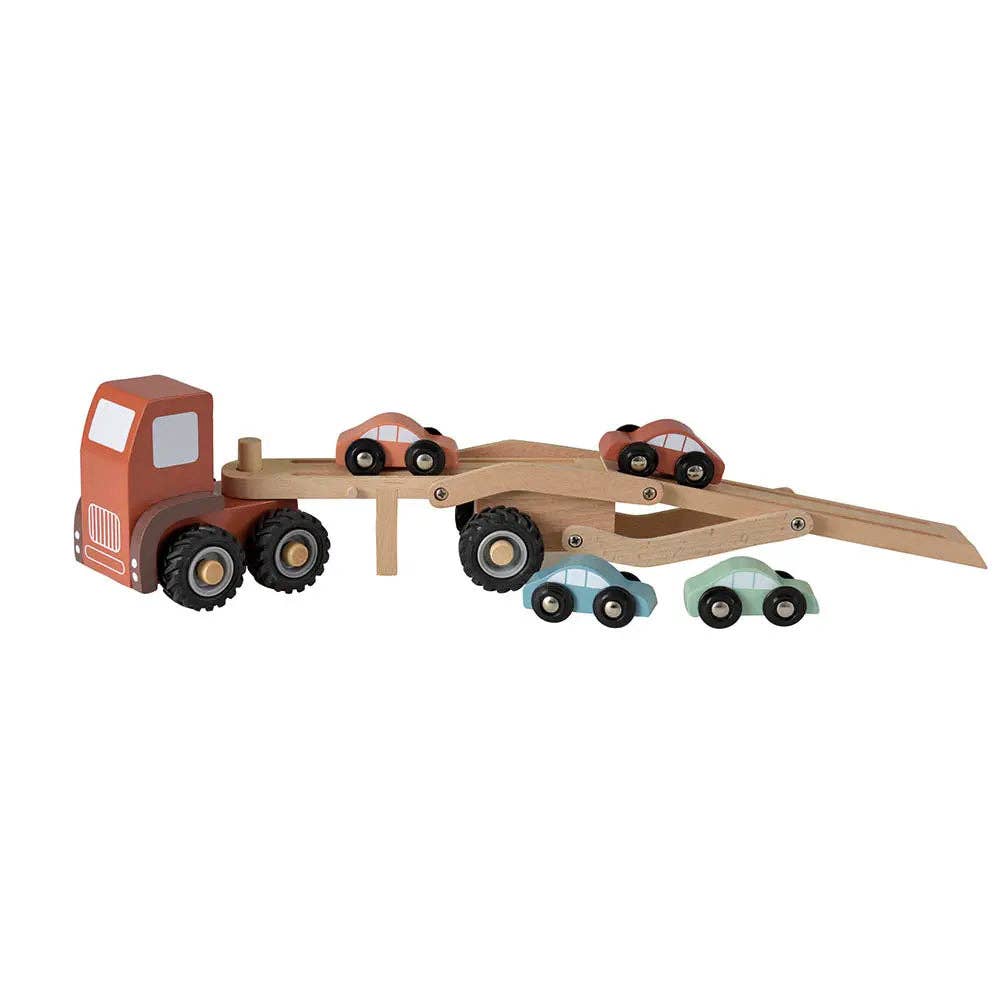 Camion transporteur de voitures en bois