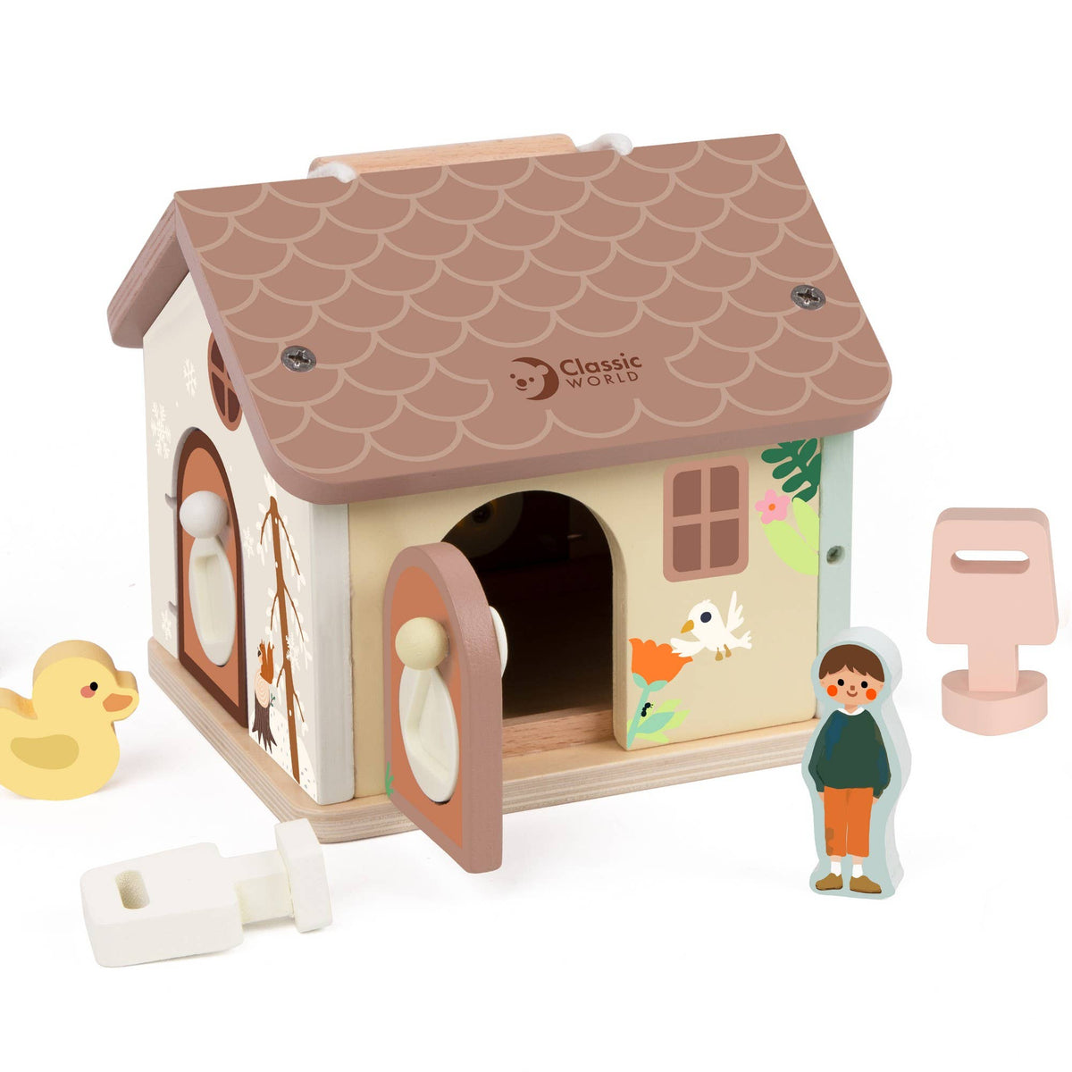 Maison en bois verrouillable Classic World – Jeu de découverte dès 18 mois